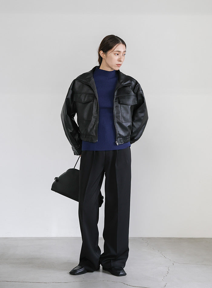 プチハイネックリブニット