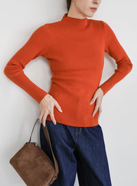 プチハイネックリブニット