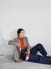 プチハイネックリブニット