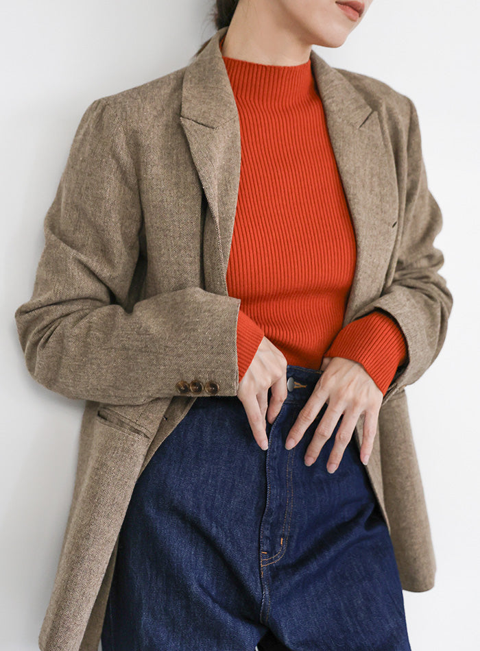 プチハイネックリブニット