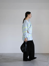 Vネックボーダールーズニット