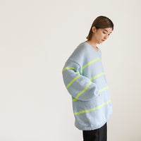 Vネックボーダールーズニット【SALE】