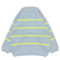 Vネックボーダールーズニット【SALE】