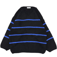 Vネックボーダールーズニット【SALE】