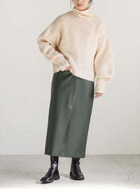 ボリュームスリーブタートル起毛ニット