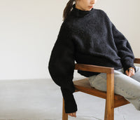 ボリュームスリーブタートル起毛ニット
