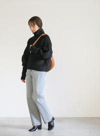 ボリュームスリーブタートル起毛ニット