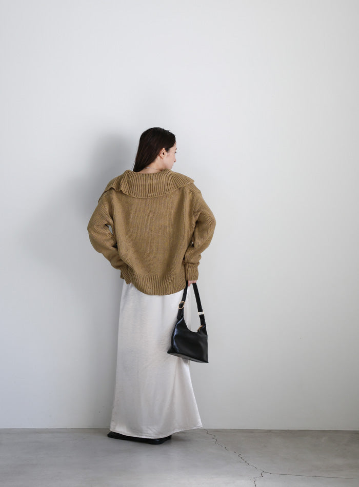 ビッグカラーミックス編みニット