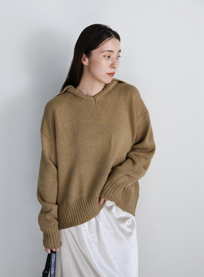 ビッグカラーミックス編みニット