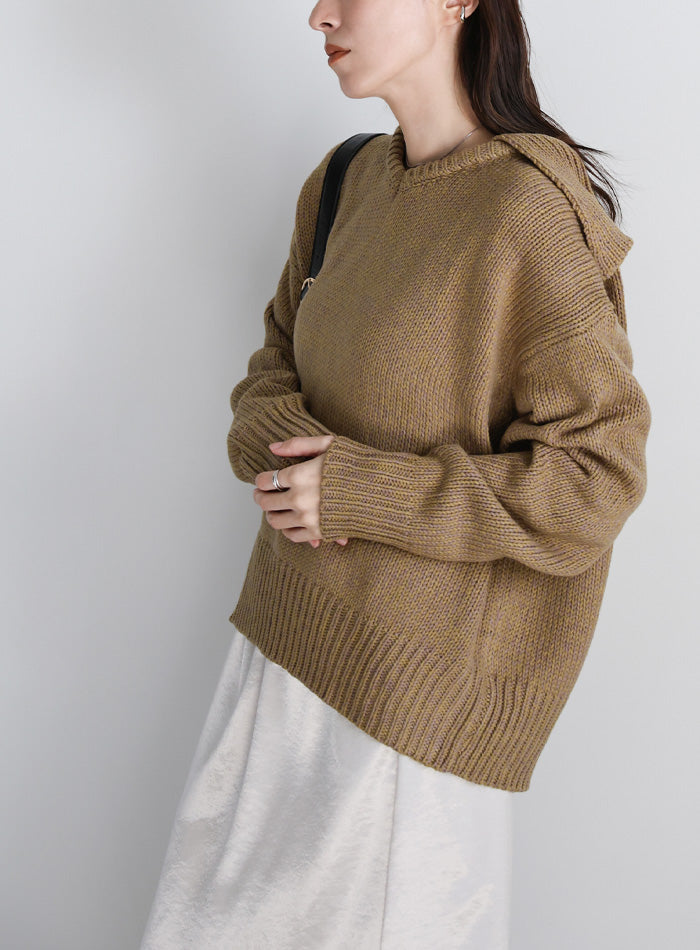 ビッグカラーミックス編みニット