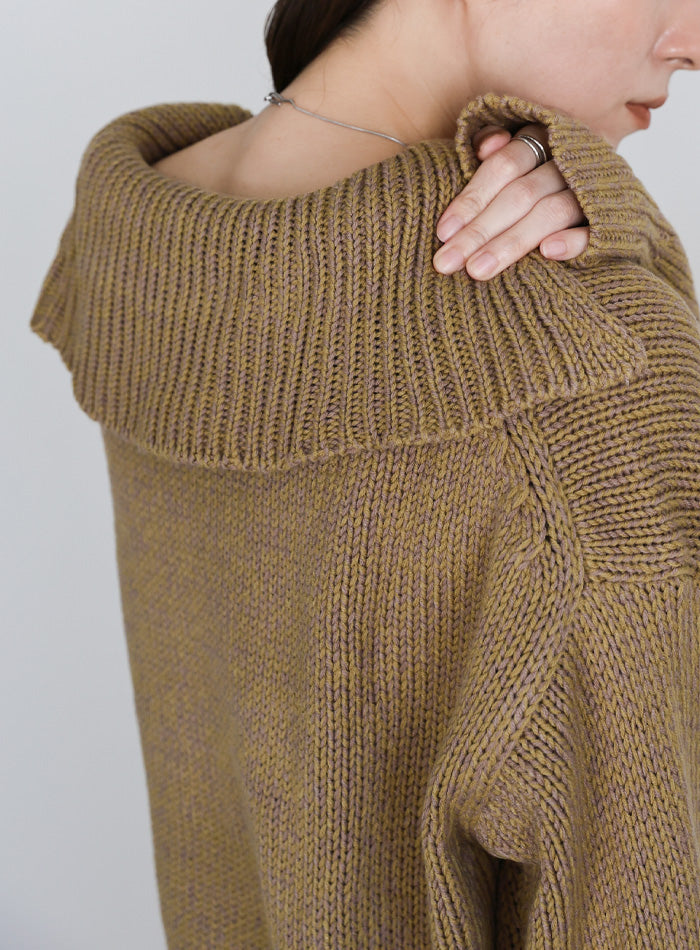 ビッグカラーミックス編みニット