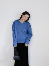 ビッグカラーミックス編みニット