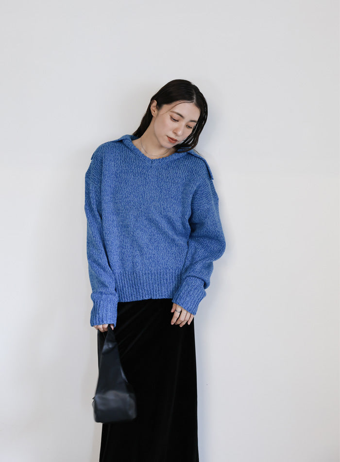 ビッグカラーミックス編みニット