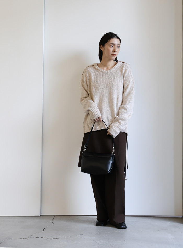 ビッグカラーミックス編みニット