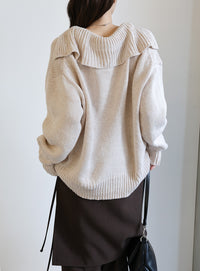 ビッグカラーミックス編みニット