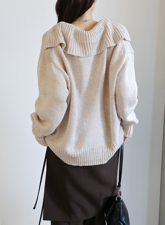 ビッグカラーミックス編みニット