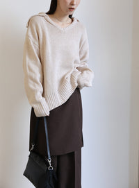 ビッグカラーミックス編みニット