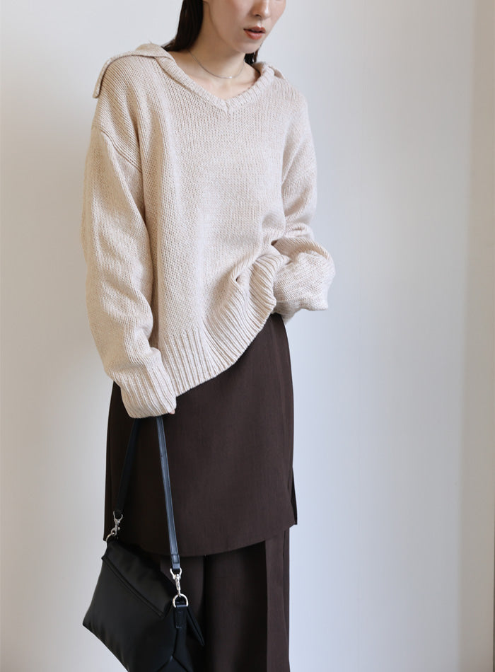 ビッグカラーミックス編みニット