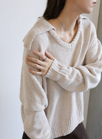 ビッグカラーミックス編みニット