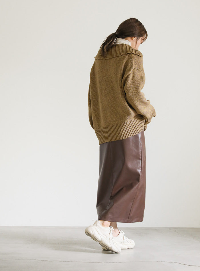 ビッグカラーミックス編みニット【SALE】