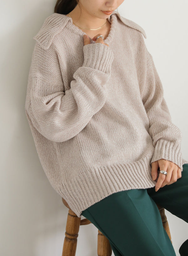 ビッグカラーミックス編みニット【SALE】