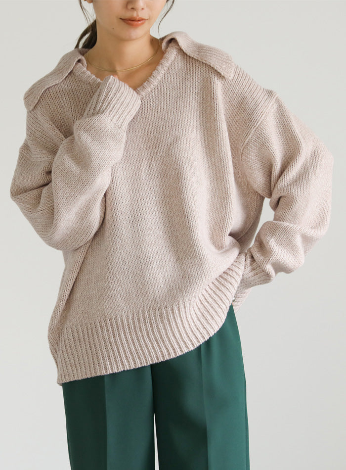 ビッグカラーミックス編みニット【SALE】