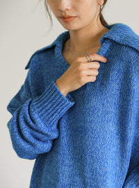 ビッグカラーミックス編みニット【SALE】