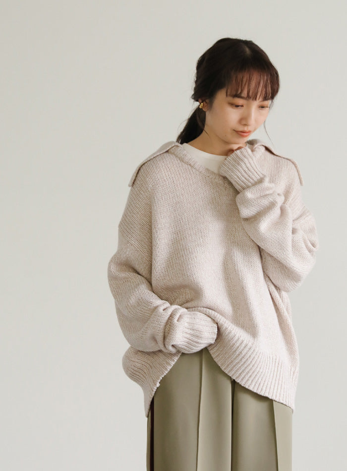 ビッグカラーミックス編みニット【SALE】