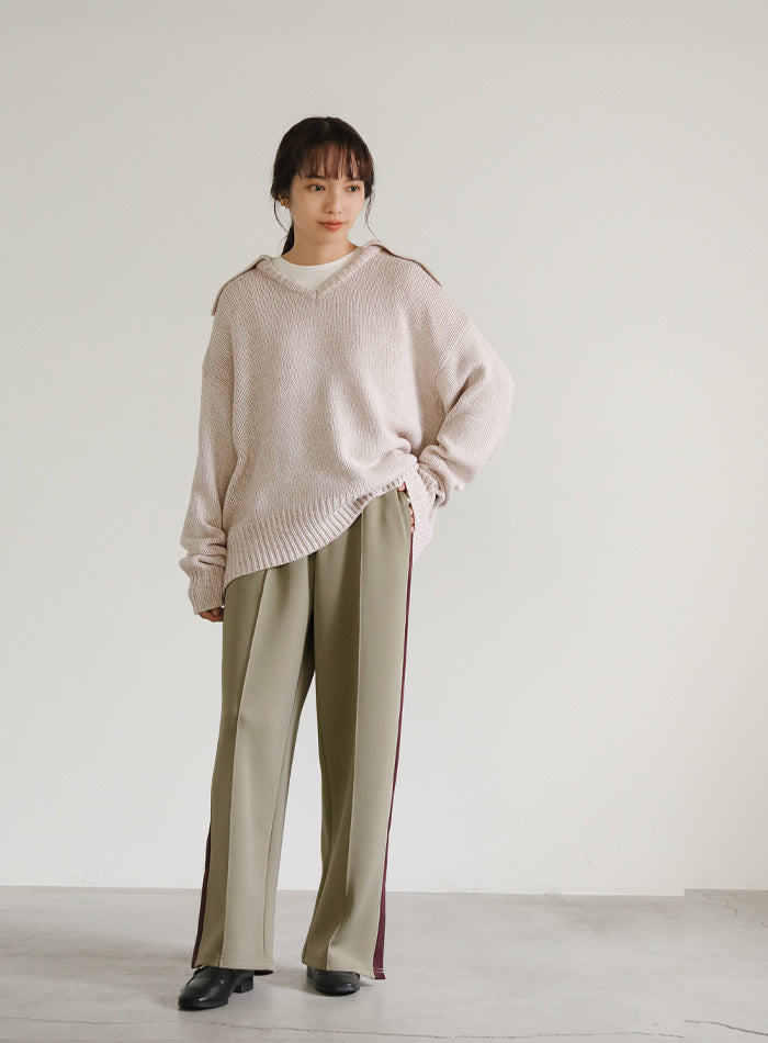 ビッグカラーミックス編みニット【SALE】