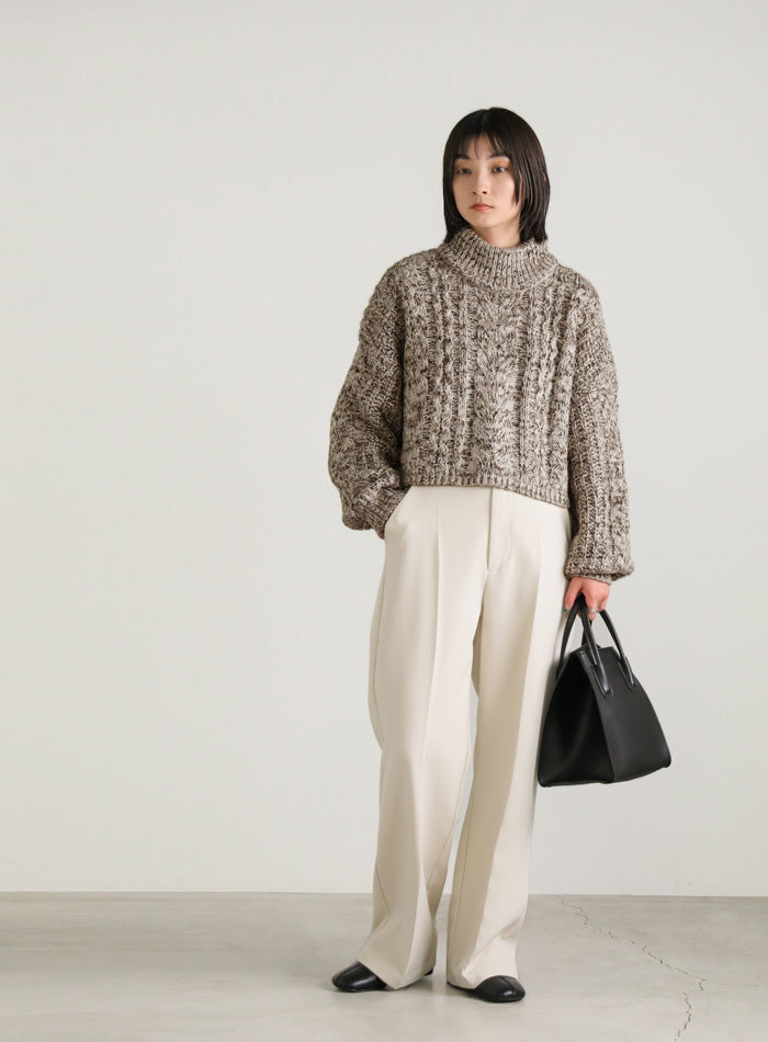 ハイネックケーブルショートニット【SALE】