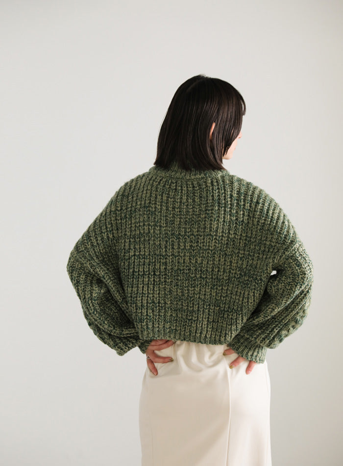 ハイネックケーブルショートニット【SALE】
