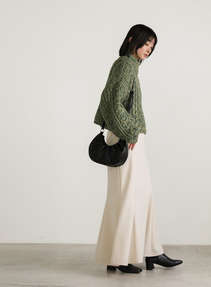 ハイネックケーブルショートニット【SALE】