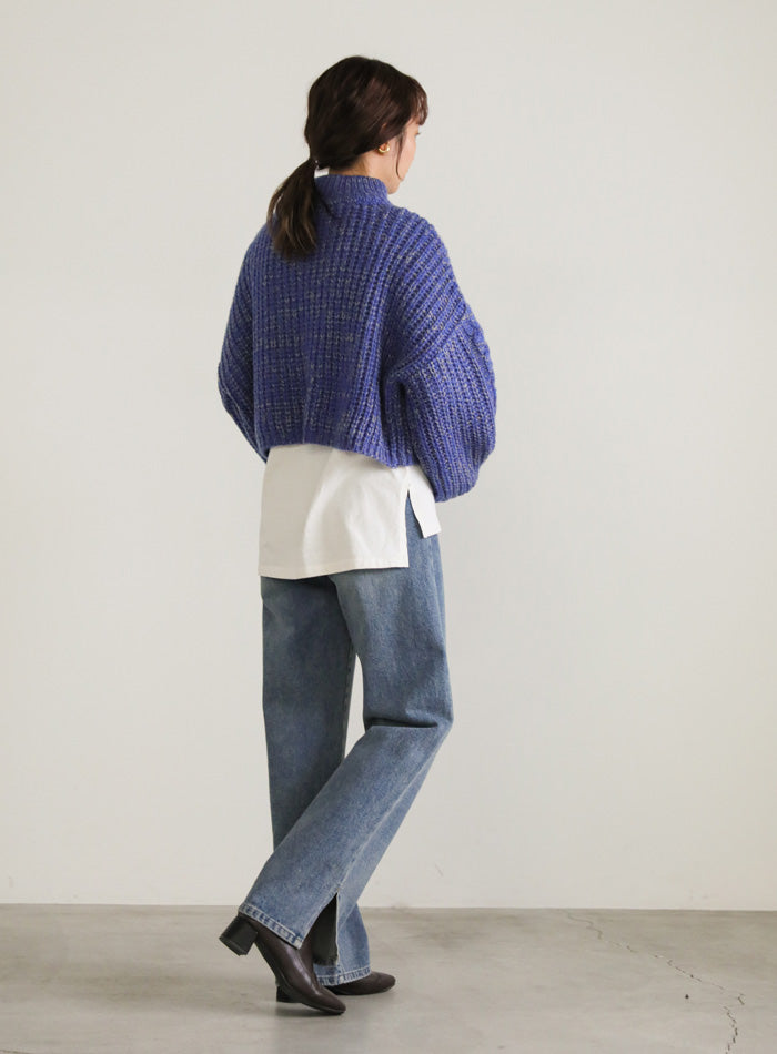 ハイネックケーブルショートニット【SALE】