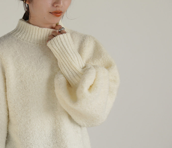 ハイネックブークレフィンガーホールニット【SALE】