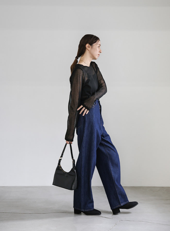 【サイズ展開あり】クルーネックシアーニットプルオーバー