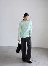 【サイズ展開あり】クルーネックシアーニットプルオーバー