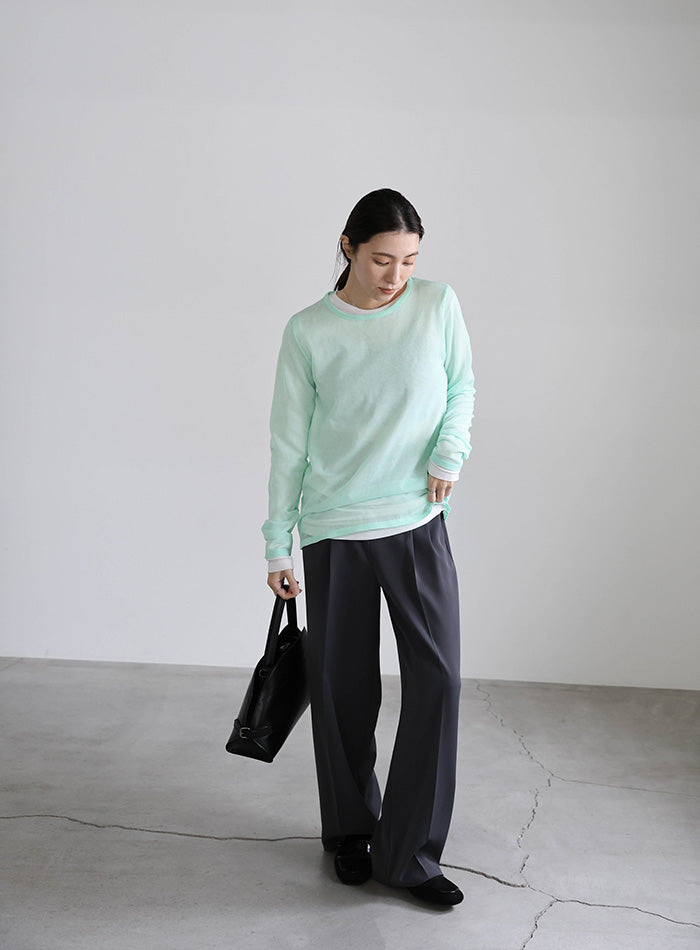 【サイズ展開あり】クルーネックシアーニットプルオーバー