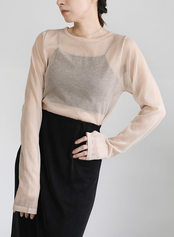 【サイズ展開あり】クルーネックシアーニットプルオーバー