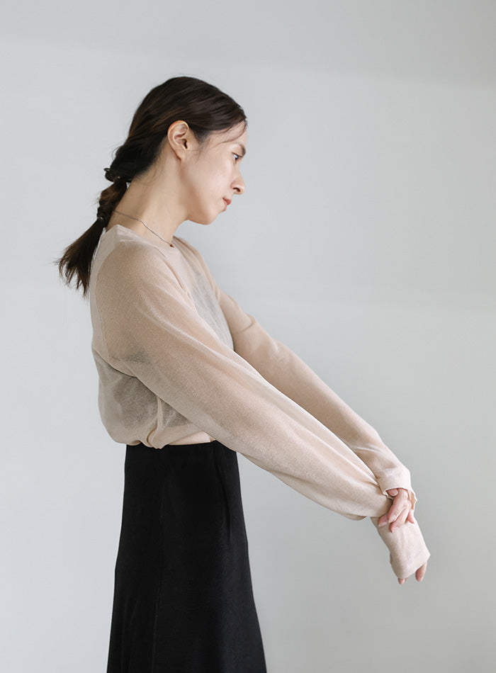 【サイズ展開あり】クルーネックシアーニットプルオーバー