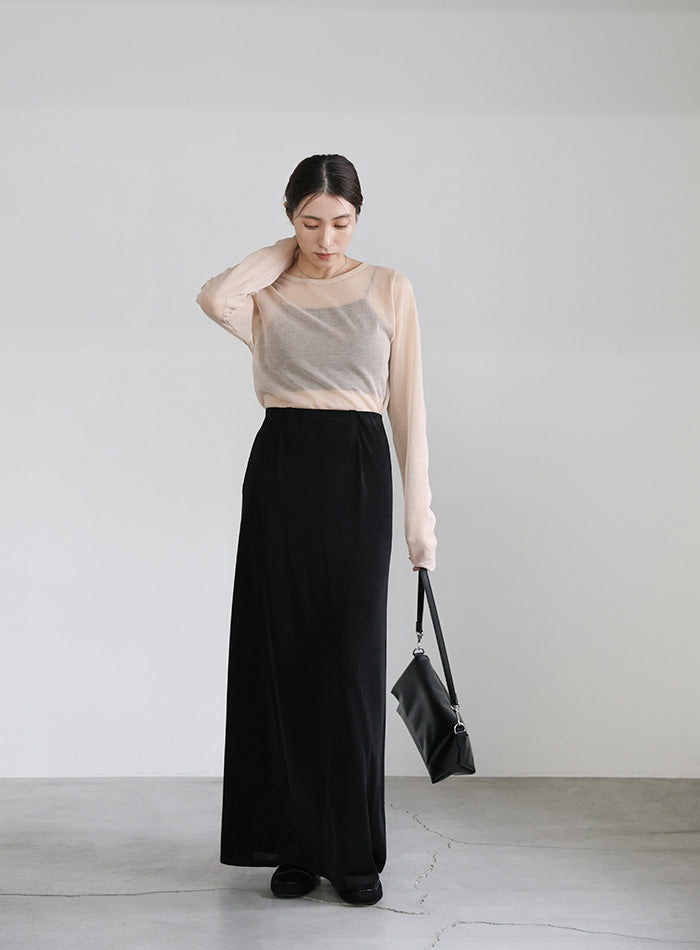 【サイズ展開あり】クルーネックシアーニットプルオーバー