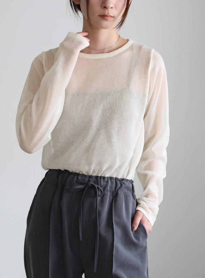 【サイズ展開あり】クルーネックシアーニットプルオーバー