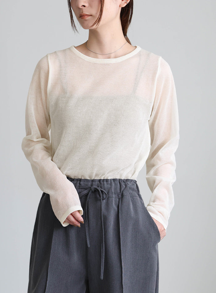 【サイズ展開あり】クルーネックシアーニットプルオーバー