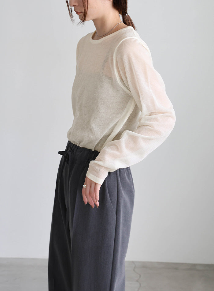 【サイズ展開あり】クルーネックシアーニットプルオーバー