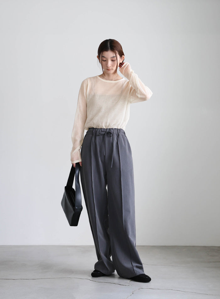 【サイズ展開あり】クルーネックシアーニットプルオーバー