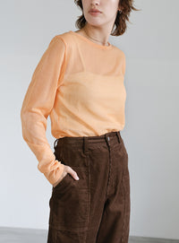 【サイズ展開あり】クルーネックシアーニットプルオーバー