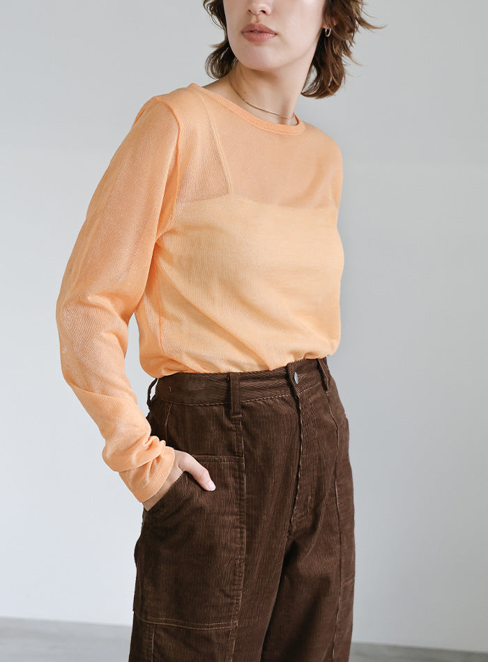 【サイズ展開あり】クルーネックシアーニットプルオーバー