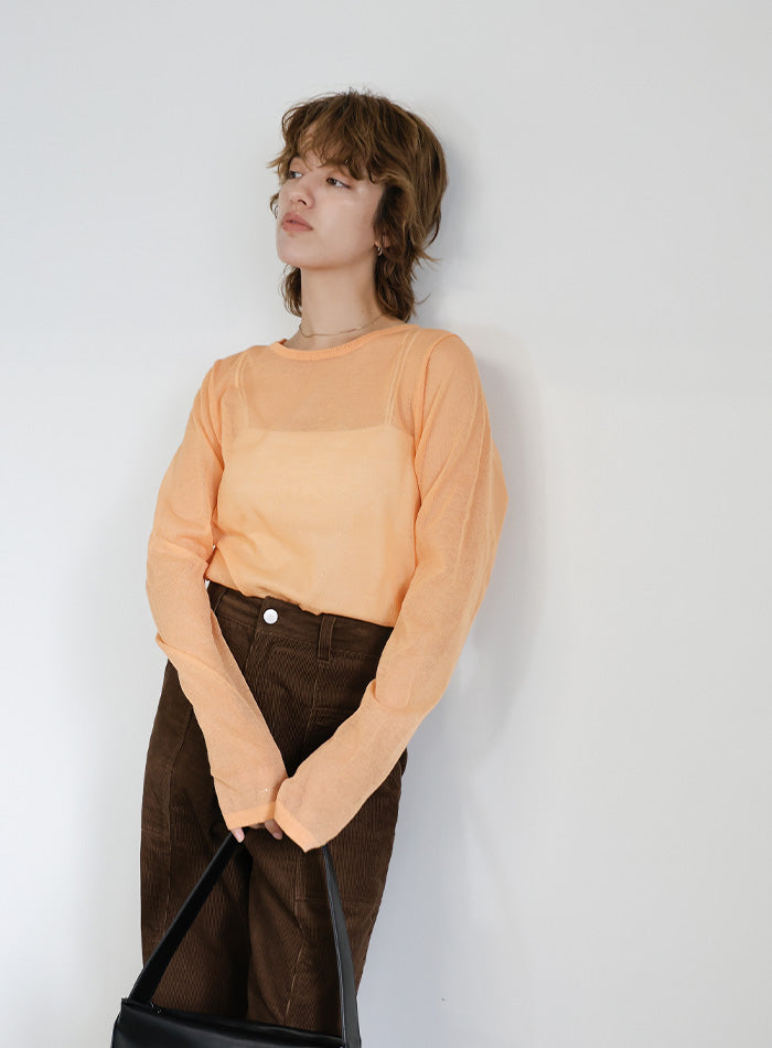 【サイズ展開あり】クルーネックシアーニットプルオーバー