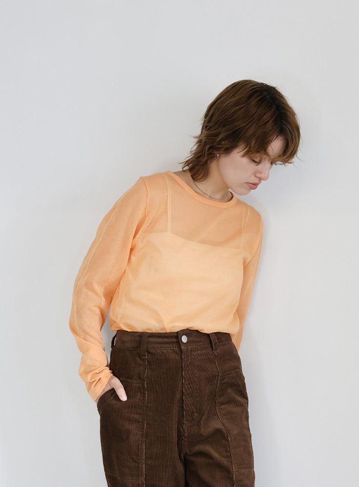 【サイズ展開あり】クルーネックシアーニットプルオーバー