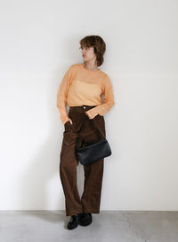 【サイズ展開あり】クルーネックシアーニットプルオーバー