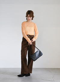 【サイズ展開あり】クルーネックシアーニットプルオーバー